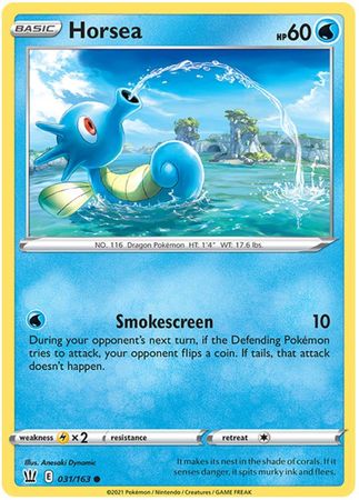 Pokemon - Horsea - 031/163 - Common - Sword &amp; Shield: Battle Styles Singles - Top CollectiblesCollectible CardsPokémon