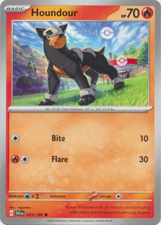 Pokemon - Houndour - 033/198 - Common - Scarlet &amp; Violet (Base Set) Serie - Top CollectiblesCollectible CardsPokémon