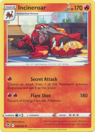 Pokemon - Incineroar - 032/195 - Rare - Sword & Shield: Silver Tempest Series - Top CollectiblesCollectible CardsPokémon