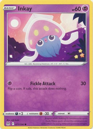 Pokemon - Inkay - 077/196 - Common - Sword &amp; Shield: Lost Origin Series - Top CollectiblesCollectible CardsPokémon