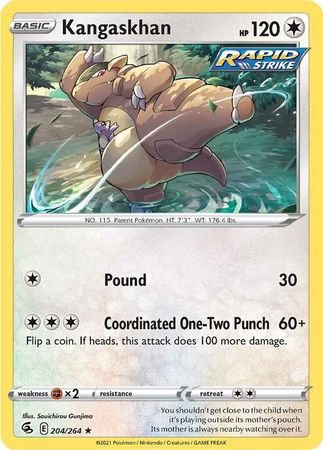 Pokemon - Kangaskhan - 204/264 - Rare - Sword &amp; Shield: Fusion Strike Series - Top CollectiblesCollectible CardsPokémon