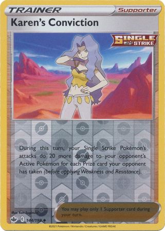 Pokemon - Karen's Conviction - 144/198 - Uncommon Reverse Holo - Sword & Shield: Chilling Reign Series - Top CollectiblesCollectible CardsPokémon