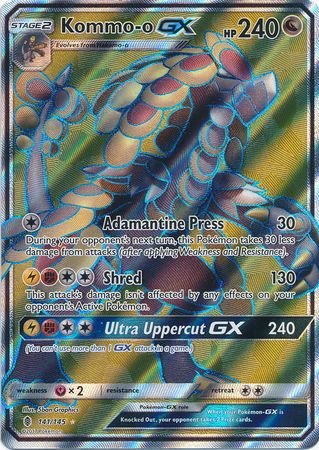 Pokemon - Kommo - o GX - 141/145 - Full Art Ultra Rare - Sun &amp; Moon: Guardians Rising Series - Top CollectiblesCollectible CardsPokémon