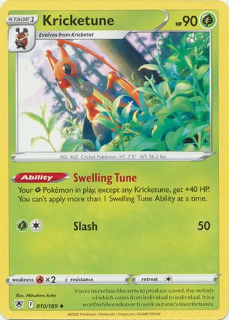 Pokemon - Kricketune - 010/189 - Uncommon - Sword &amp; Shield: Astral Radiance Series - Top CollectiblesCollectible CardsPokémon