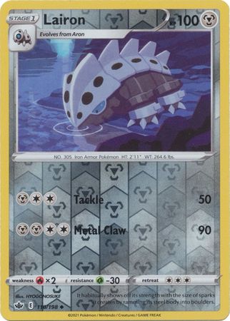 Pokemon - Lairon - 110/198 - Uncommon Reverse Holo - Sword &amp; Shield: Chilling Reign Series - Top CollectiblesCollectible CardsPokémon