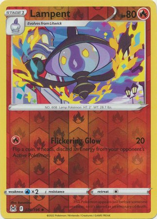 Pokemon - Lampent - 025/196 - Uncommon Reverse Holo - Sword & Shield: Lost Origin Series - Top CollectiblesCollectible CardsPokémon