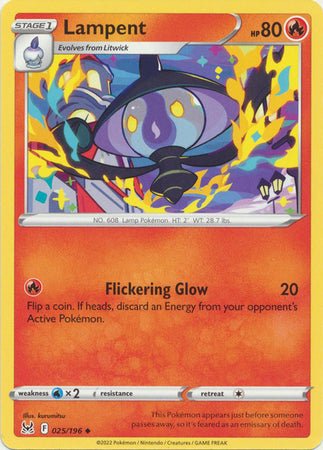 Pokemon - Lampent - 025/196 - Uncommon - Sword &amp; Shield: Lost Origin Series - Top CollectiblesCollectible CardsPokémon