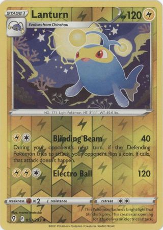 Pokemon - Lanturn - 053/203 - Uncommon Reverse Holo - Sword &amp; Shield: Evolving Skies Series - Top CollectiblesCollectible CardsPokémon