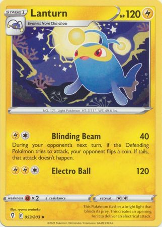 Pokemon - Lanturn - 053/203 - Uncommon - Sword &amp; Shield: Evolving Skies Series - Top CollectiblesCollectible CardsPokémon