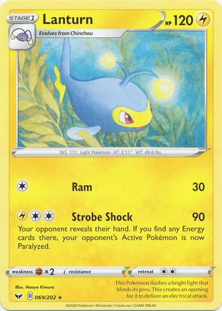 Pokemon - Lanturn - 069/202 - Rare - Sword &amp; Shield: Base Set Series - Top CollectiblesCollectible CardsPokémon