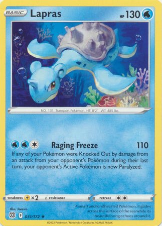 Pokemon - Lapras - 031/172 - Rare - Sword & Shield: Brilliant Stars Series - Top CollectiblesCollectible CardsPokémon