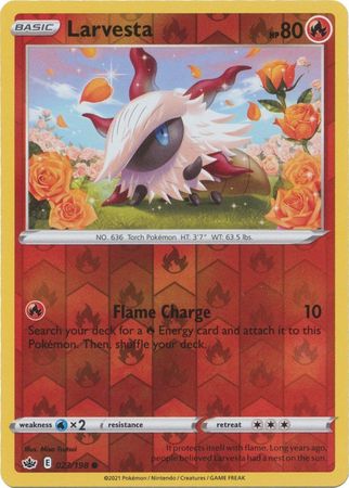 Pokemon - Larvesta - 023/198 - Common Reverse Holo - Sword &amp; Shield: Chilling Reign Series - Top CollectiblesCollectible CardsPokémon