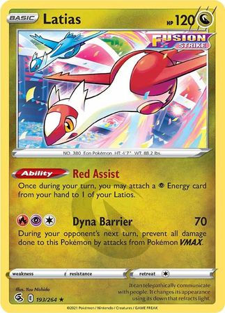 Pokemon - Latias - 193/264 - Rare - Sword &amp; Shield: Fusion Strike Series - Top CollectiblesCollectible CardsPokémon