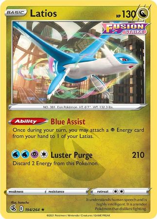 Pokemon - Latios - 194/264 - Rare - Sword & Shield: Fusion Strike Seri Top Collectibles Pokemon - Latios - 194/264 - Rare - Sword & Shield: Fusion Strike Seri Top Collectibles