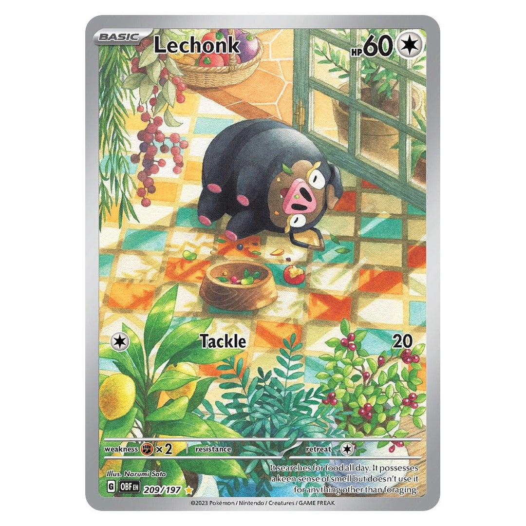 Pokemon - Lechonk - 209 - Illustration Rare - Obsidian Flames - Top CollectiblesPokémon SinglePokémon