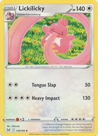 Pokemon - Lickilicky - 139/196 - Uncommon - Sword &amp; Shield: Lost Origin Series - Top CollectiblesCollectible CardsPokémon