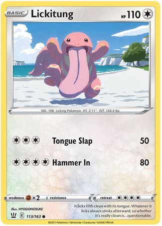 Pokemon - Lickitung - 113/163 - Common - Sword &amp; Shield: Battle Styles Singles - Top CollectiblesCollectible CardsPokémon
