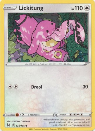 Pokemon - Lickitung - 138/196 - Common - Sword &amp; Shield: Lost Origin Series - Top CollectiblesCollectible CardsPokémon
