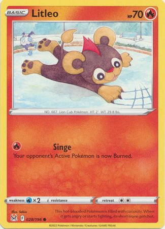Pokemon - Litleo - 028/196 - Common - Sword &amp; Shield: Lost Origin Series - Top CollectiblesCollectible CardsPokémon