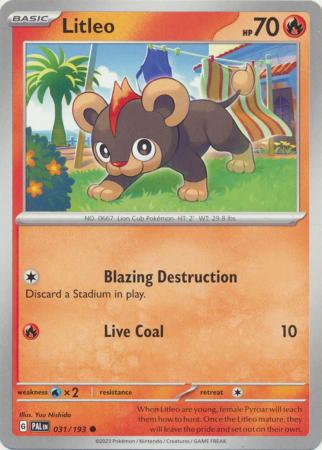 Pokemon - Litleo - 031/193 - Common - Scarlet &amp; Violet: Paldea Evolved Series - Top CollectiblesCollectible CardsPokémon