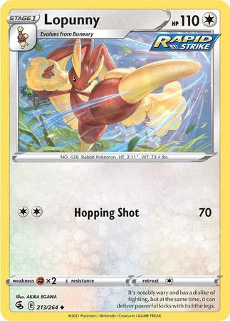 Pokemon - Lopunny - 213/264 - Uncommon - Sword &amp; Shield: Fusion Strike Series - Top CollectiblesCollectible CardsPokémon