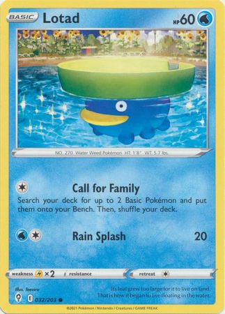 Pokemon - Lotad - 032/203 - Common - Sword &amp; Shield: Evolving Skies Series - Top CollectiblesCollectible CardsPokémon