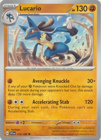 Pokemon - Lucario - 114/198 - Uncommon - Scarlet &amp; Violet (Base Set) Series - Top CollectiblesCollectible CardsPokémon