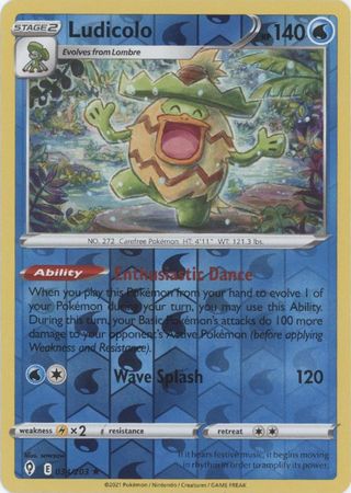 Pokemon - Ludicolo - 034/203 - Holo Rare Reverse Holo - Sword &amp; Shield: Evolving Skies Series - Top CollectiblesCollectible CardsPokémon