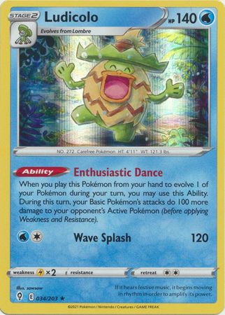 Pokemon - Ludicolo - 034/203 - Holo Rare - Sword &amp; Shield: Evolving Skies Series - Top CollectiblesCollectible CardsPokémon
