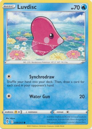 Pokemon - Luvdisc - 039/203 - Common - Sword &amp; Shield: Evolving Skies Series - Top CollectiblesCollectible CardsPokémon