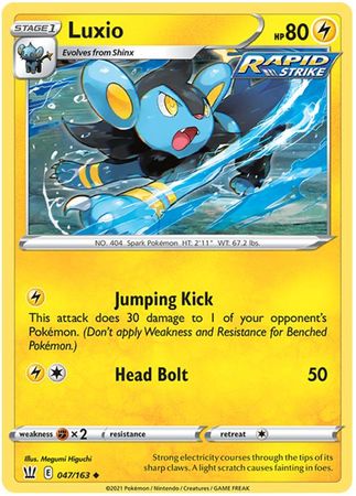 Pokemon - Luxio - 047/163 - Uncommon - Sword &amp; Shield: Battle Styles Singles - Top CollectiblesCollectible CardsPokémon
