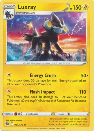 Pokemon - Luxray - 051/172 - Rare - Sword &amp; Shield: Brilliant Stars Series - Top CollectiblesCollectible CardsPokémon