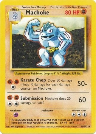 Pokemon - Machoke - 34/102 - Uncommon Unlimited - Base Set Unlimited Series - Top CollectiblesCollectible CardsPokémon