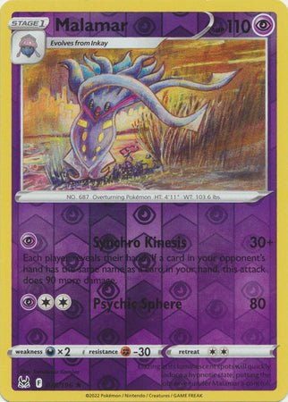 Pokemon - Malamar - 078/196 - Rare Reverse Holo - Sword &amp; Shield: Lost Origin Series - Top CollectiblesCollectible CardsPokémon