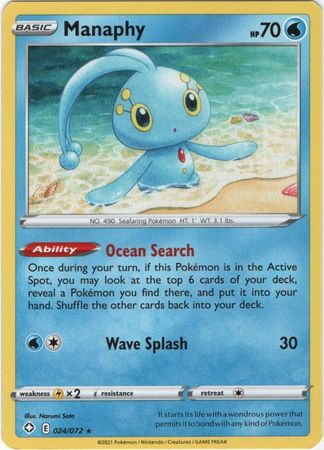 Pokemon - Manaphy - 024/072 - Rare - Shining Fates Series - Top CollectiblesCollectible CardsPokémon