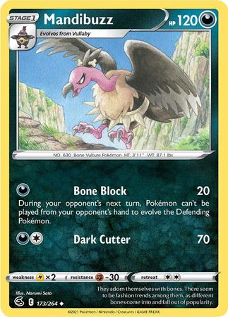 Pokemon - Mandibuzz - 173/264 - Uncommon - Sword &amp; Shield: Fusion Strike Series - Top CollectiblesCollectible CardsPokémon