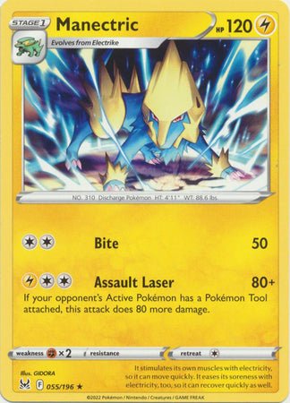 Pokemon - Manectric - 055/196 - Rare - Sword &amp; Shield: Lost Origin Series - Top CollectiblesCollectible CardsPokémon