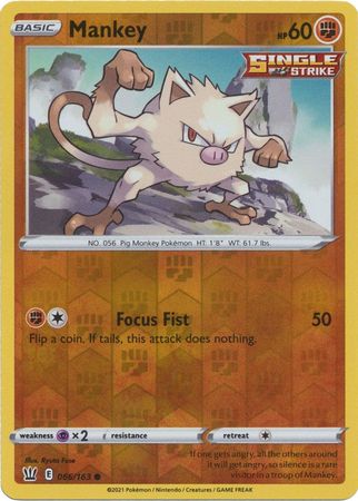 Pokemon - Mankey - 066/163 - Common Reverse Holo - Sword &amp; Shield: Battle Styles Singles - Top CollectiblesCollectible CardsPokémon