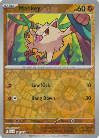 Pokemon - Mankey - 106/193 - Common Reverse Holo - Scarlet & Violet: Paldea Evolved Series - Top CollectiblesCollectible CardsPokémon