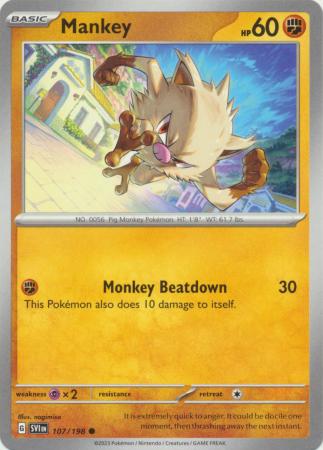 Pokemon - Mankey - 107/198 - Common - Scarlet & Violet (Base Set) Series - Top CollectiblesCollectible CardsPokémon