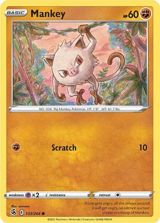 Pokemon - Mankey - 133/264 - Common - Sword &amp; Shield: Fusion Strike Series - Top CollectiblesCollectible CardsPokémon