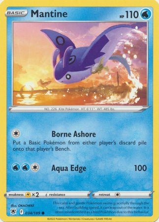 Pokemon - Mantine - 034/189 - Common - Sword &amp; Shield: Astral Radiance Series - Top CollectiblesCollectible CardsPokémon