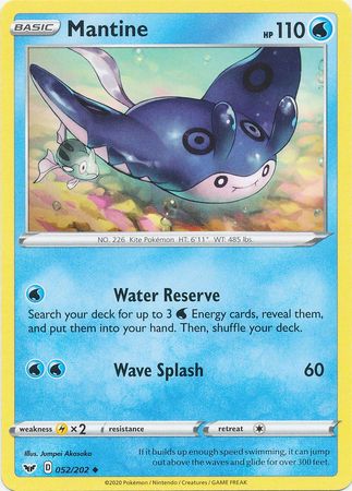 Pokemon - Mantine - 052/202 - Uncommon - Sword &amp; Shield: Base Set Series - Top CollectiblesCollectible CardsPokémon
