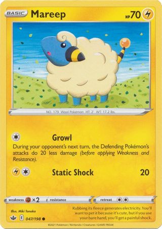 Pokemon - Mareep - 047/198 - Common - Sword & Shield: Chilling Reign Series - Top CollectiblesCollectible CardsPokémon