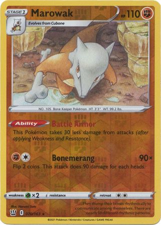 Pokemon - Marowak - 070/163 - Rare Reverse Holo - Sword &amp; Shield: Battle Styles Singles - Top CollectiblesCollectible CardsPokémon