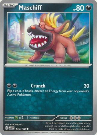 Pokemon - Maschiff - 136/198 - Common - Scarlet & Violet (Base Set) Series - Top CollectiblesCollectible CardsPokémon