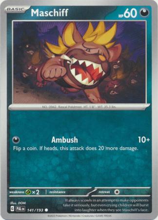 Pokemon - Maschiff - 141/193 - Common - Scarlet &amp; Violet: Paldea Evolved Series - Top CollectiblesCollectible CardsPokémon