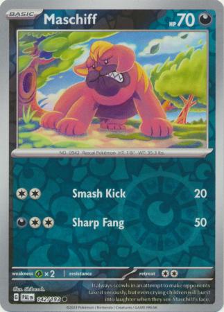 Pokemon - Maschiff - 142/193 - Common Reverse Holo - Scarlet &amp; Violet: Paldea Evolved Series - Top CollectiblesCollectible CardsPokémon