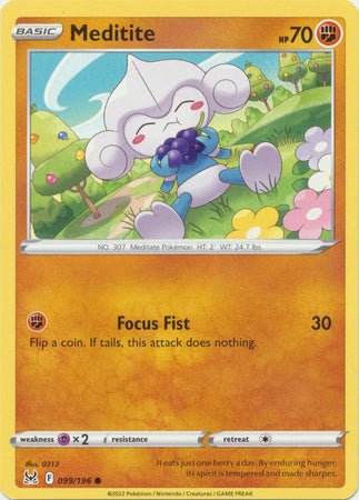 Pokemon - Meditite - 099/196 - Common - Sword &amp; Shield: Lost Origin Series - Top CollectiblesCollectible CardsPokémon