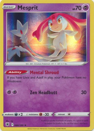 Pokemon - Mesprit - 066/189 - Holo Rare - Sword &amp; Shield: Astral Radiance Series - Top CollectiblesCollectible CardsPokémon